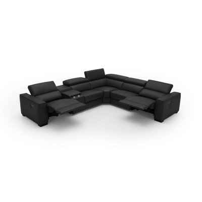 Canapé modulaire inclinable réversible en cuir véritable de 138 po Graddy