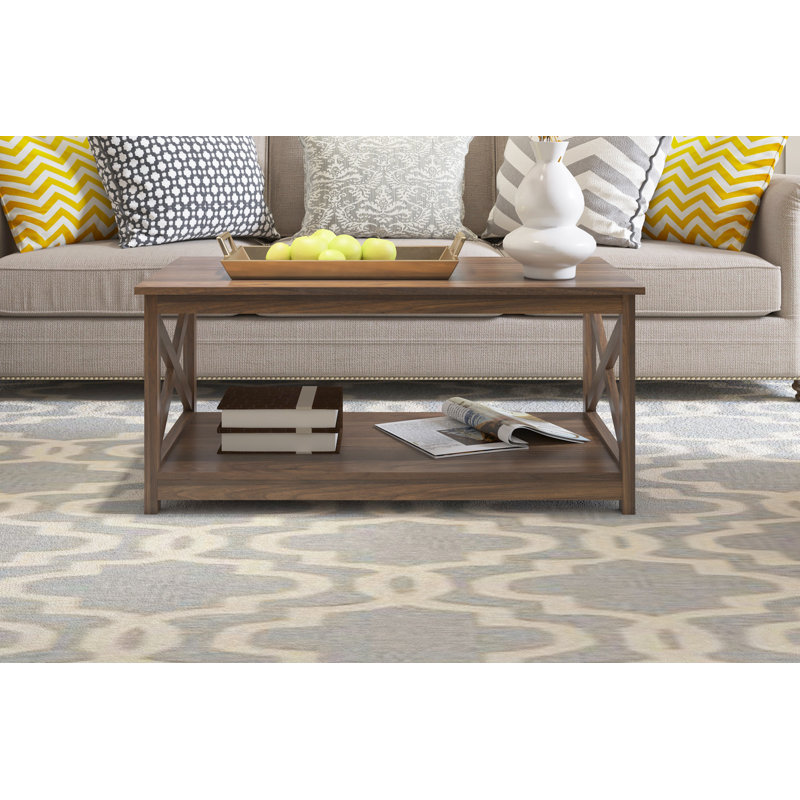 Table basse avec rangement Edwardson, Noyer foncé