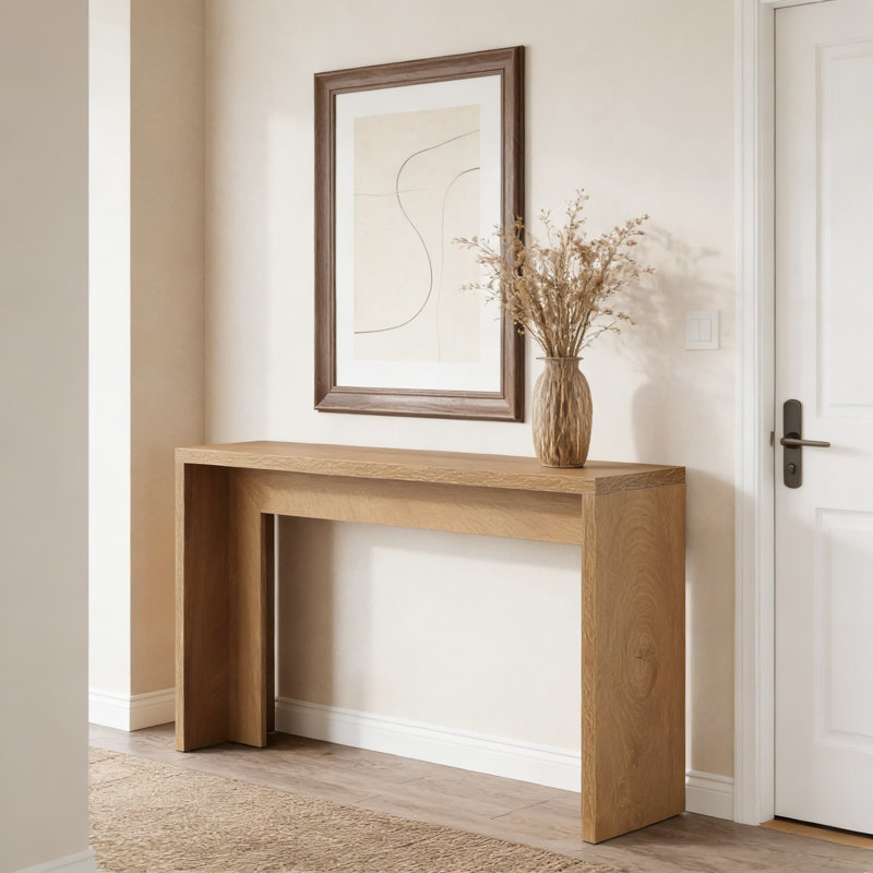 Console avec rangement Farmhouse, table de canapé étroite pour canapé derrière, support de couloir d'entrée pour le salon et l'entrée, finition brun clair