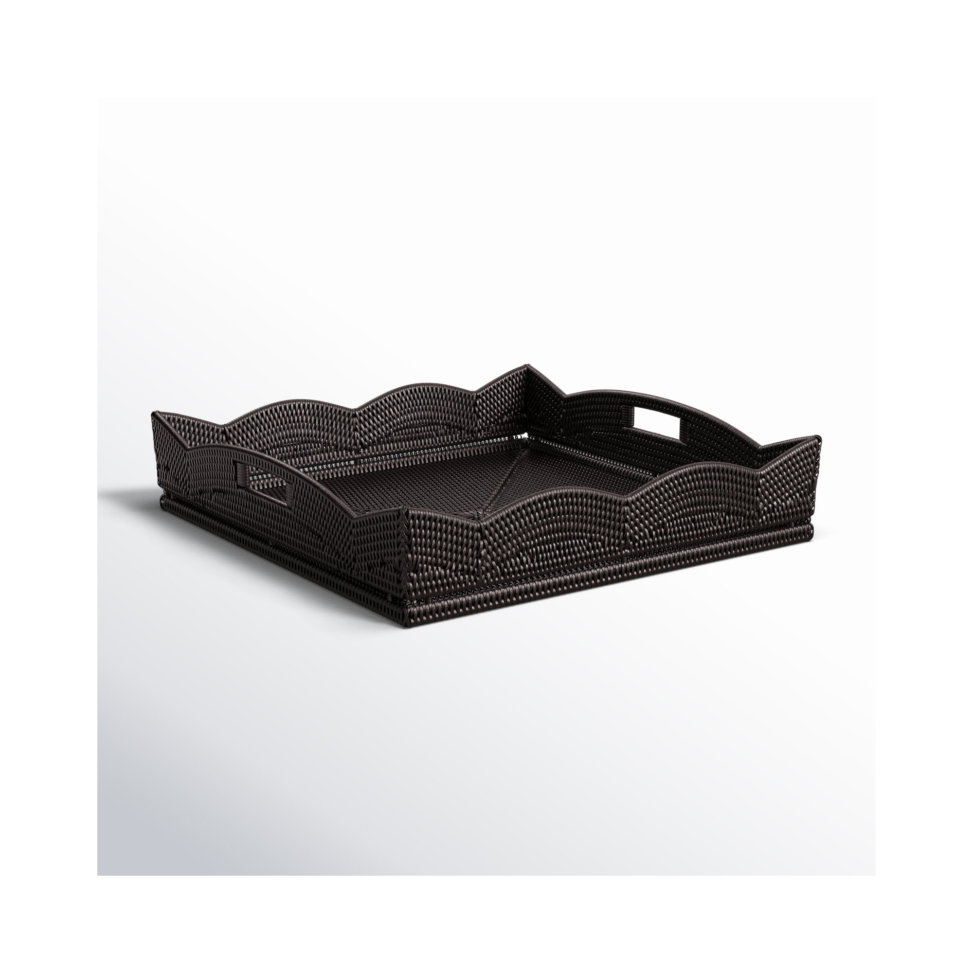 Landry Handmade Rattan Tray, 4.5" H x 20" W x 24" D, Tudor Black