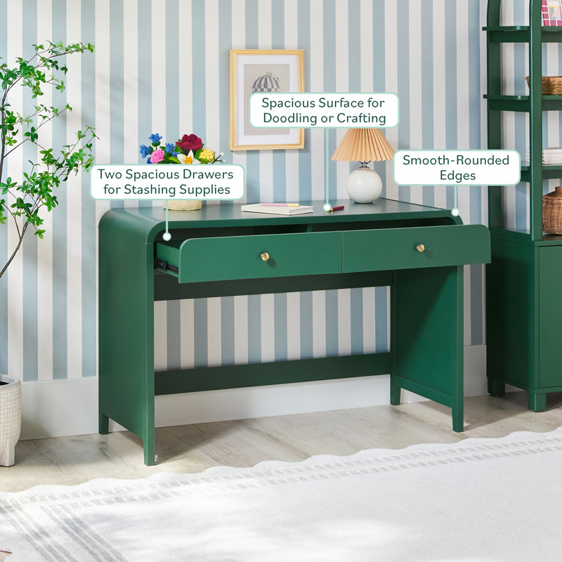 Yasirah Modern Curve Design Writing Desk, Green