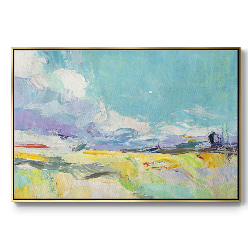 " Travels " Print, 25" H x 37" W x 2" D, Gold Floater Framed Canvas