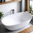 65" Freestanding Solid Surface Bathtub With Pop-Up Drainage And Overflow-119713696