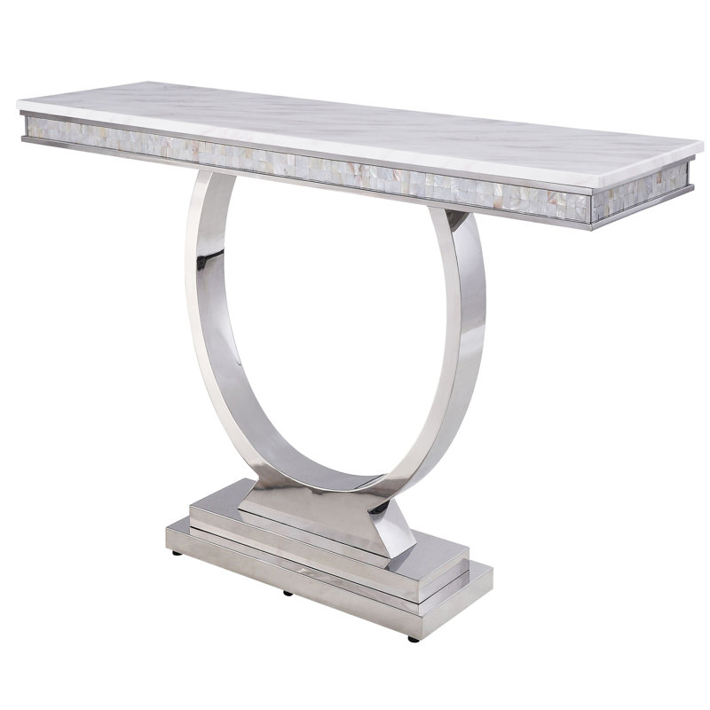 White and Silver Sofa Table