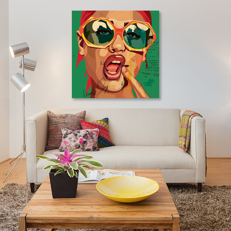 « ludique fille », impression sur toile, H 12 po x l 12 po x P 0,75 po, Toile tendue, Pas de tapis