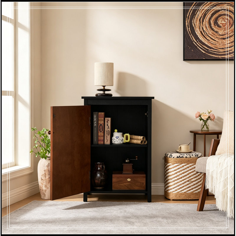 Arria avec portes et tablette ajustables, Noyer + noir