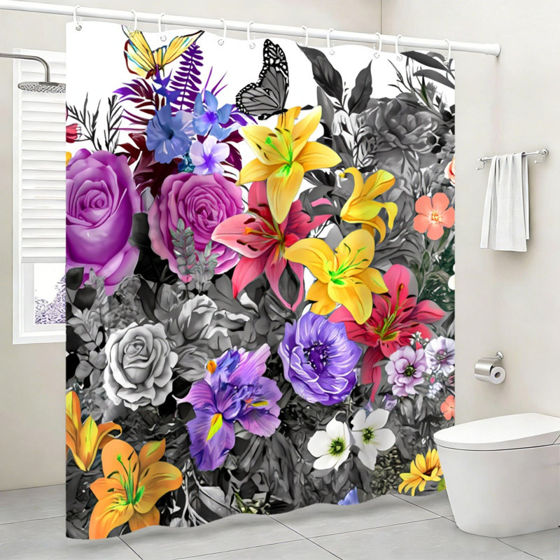 Rideau de douche Contrast Rose Lily pour Art Studio Decor multicolore 72 po x 72 po