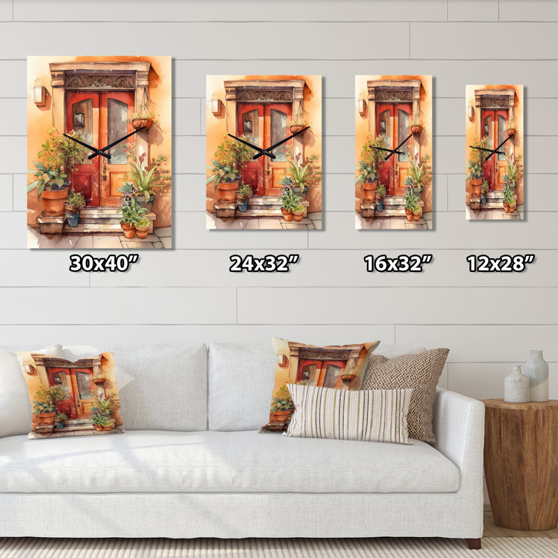 Jakeena - Horloge murale moderne avec porte de ferme et fenêtres, H 28 po x l 12 po