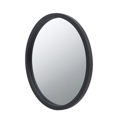Circular Wall Mirror with Minimalist Design with Black Finish and Light Reflection