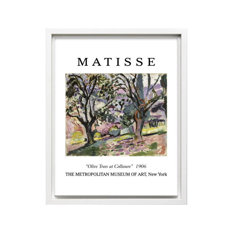 Henri Matisse - Oliviers à Collioure, Canevas, Encadrement blanc, H 11 po x l 14 po