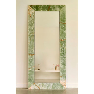 Suna 35 in. x 79 in. Natural Stone Rectangular Framed Mirror