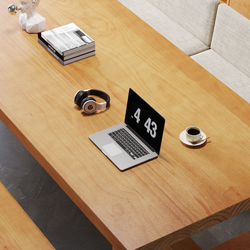 62.99" Brown Rectangular Solid Wood desk, H 29,6 po x l 70,9 po x P 31,5 po