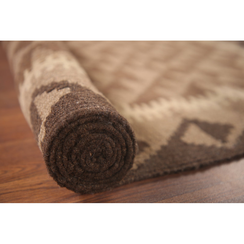Tapis géométrique réversible en laine Kilim 3 x 7