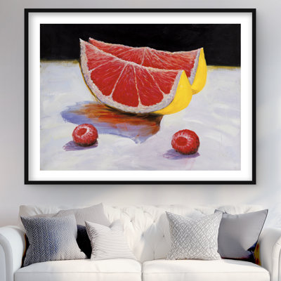 Tranches de pamplemousse - décor de cuisine encadré mat