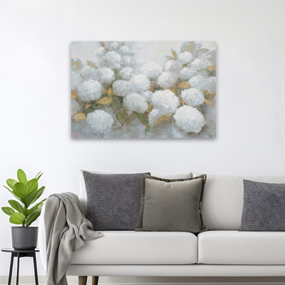Annabelle Hydrangeas Blue Gray Crop - Blush Cream Florals Flowers Art