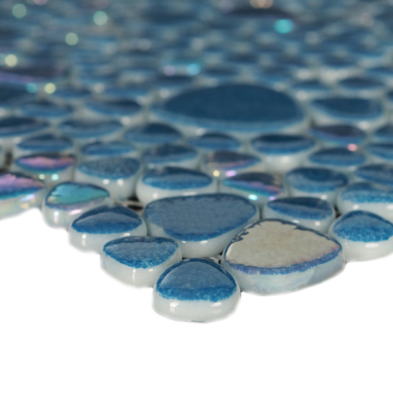 Glass Tile Love 12x12 Pebble Mosaic 10.76 sqft/case, Ideal for Kitchen Backsplash Bathroom Pool Tile, Dark Blue
