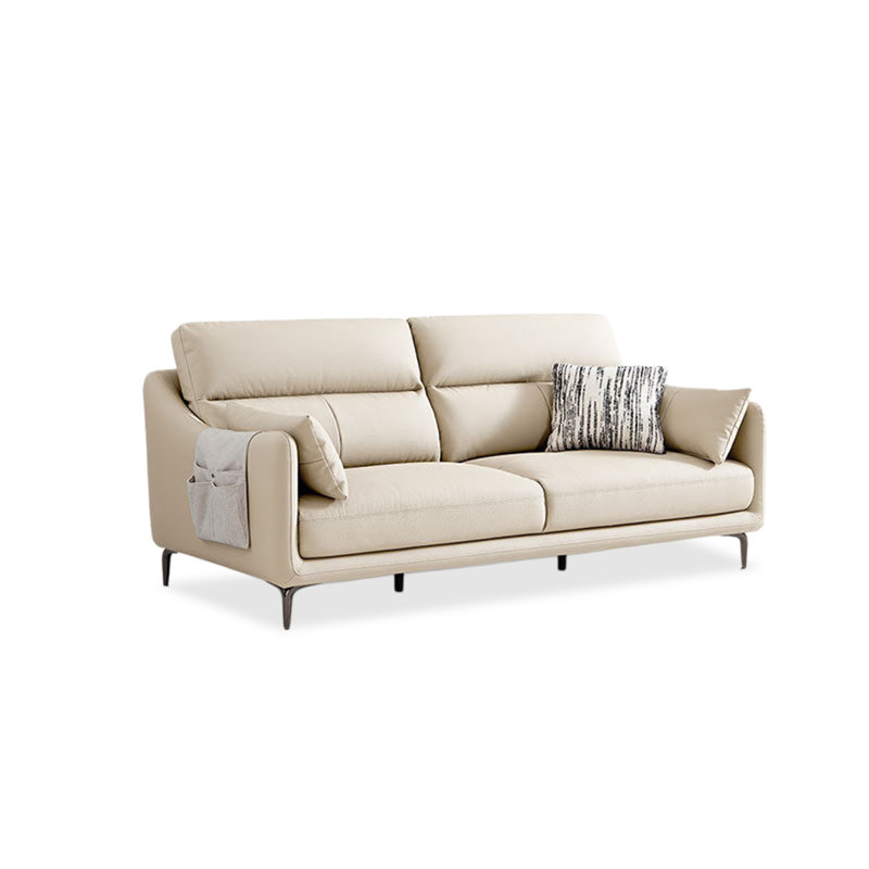 Causeuse-coussin standard en cuir véritable blanc, H 36,61 po x l 85,04 po x P 38,58 po, Blanc