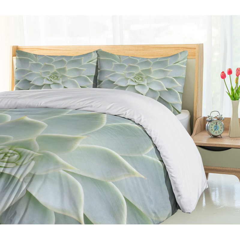 Twin Sage Green Cactus Print Duvet Cover Set
