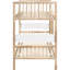 Lit simple superposé au fini naturel, avec des accents blancs et une esthétique fraîche, convient à la chambre à coucher avec des tons de bois, s'adaptant à différentes exigences fonctionnelles, conception à lattes