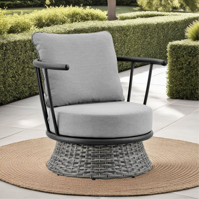Chaise d'extérieur en osier et aluminium Novante en noir et gris foncé Novante