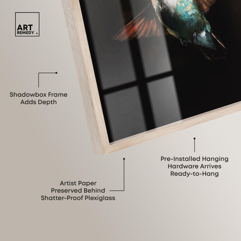Art mural Royal Bird II Shadowbox, Crème, crème, H 25 po x l 17 po