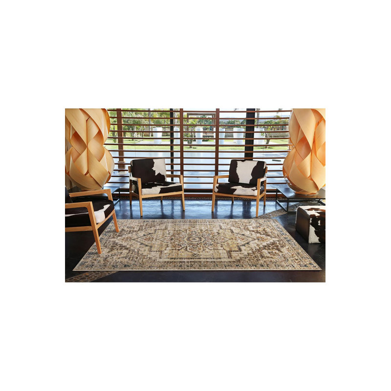 Tapis tissé traditionnel délavé lavable, Sous-tapis rectangulaire 2 pi 6 po x 4 pi 11 po