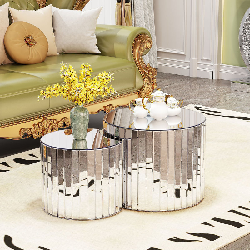 Table basse à miroir de luxe - Petite table basse argentée de mobilier de salon moderne convenant à la décoration de canapé de mobilier moderne