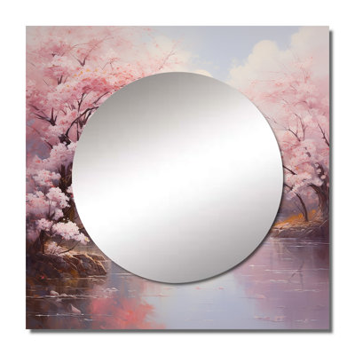 Elonna - Cherry Blossom Large Square Mirror For Wall Art Decor