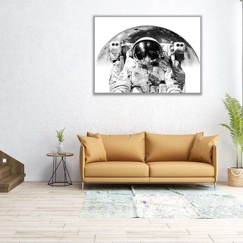 «Modern Astronaut No. 2 Black and White», reproduction d'art sur toile, H 36 po x l 48 po