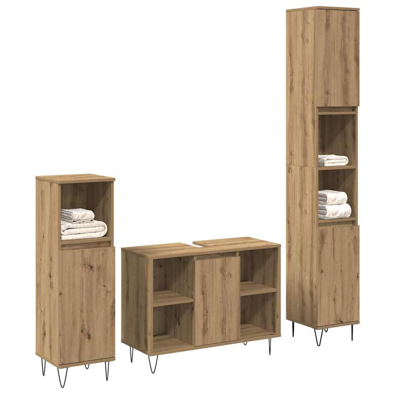 Bathroom Furniture Set 3 Pcs 30 X 30 X 180 Cm, Brown
