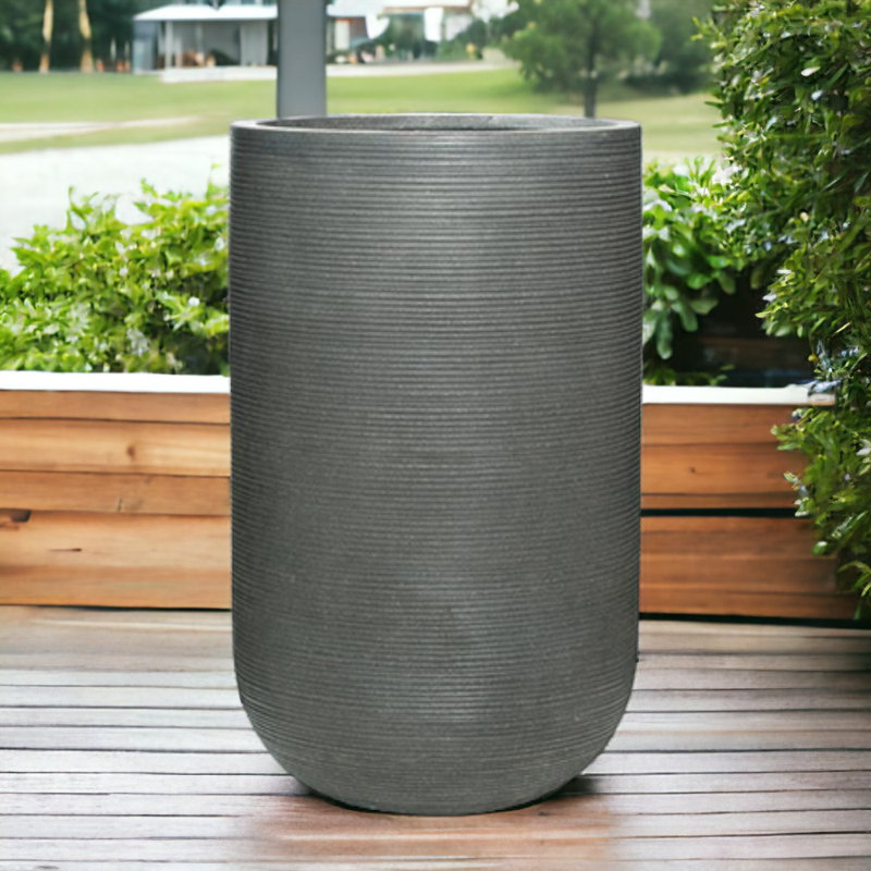 Hollis Pot Planter, Gray, 27.5" H x 16" W x 16" D