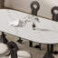 Table de salle à manger blanche et noire en pierre frittée ovale et en acier au carbone-1584689462