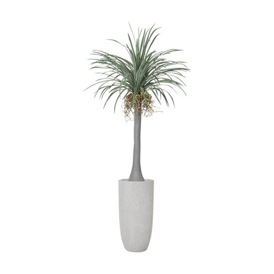 Dragon artificiel 92,3 po dans un grand pot en fibre de pierre beige parfait pour une utilisation intérieure et extérieure