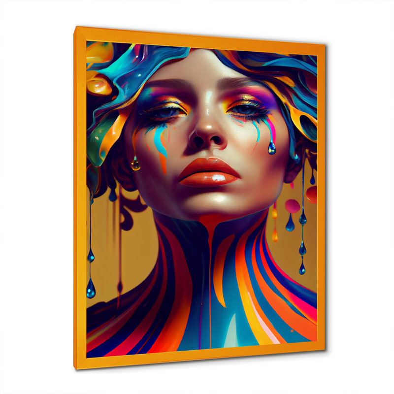 «Liquide», impression sur toile, Encadrement doré, H 20 po x l 12 po x P 1 po