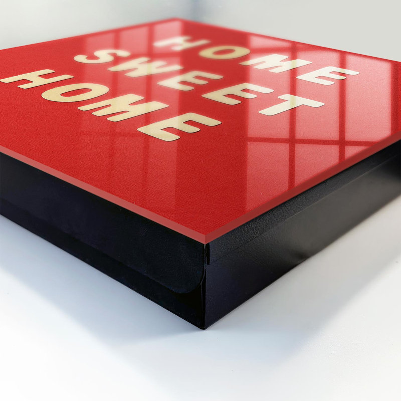 Key cabinet, Opens to the right, 30x30x5, White, The inscription HOME SWEET HOME on a red background, 