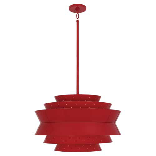 Pierce 3 - Light Chandelier, Ruby Red Gloss, Ruby Red