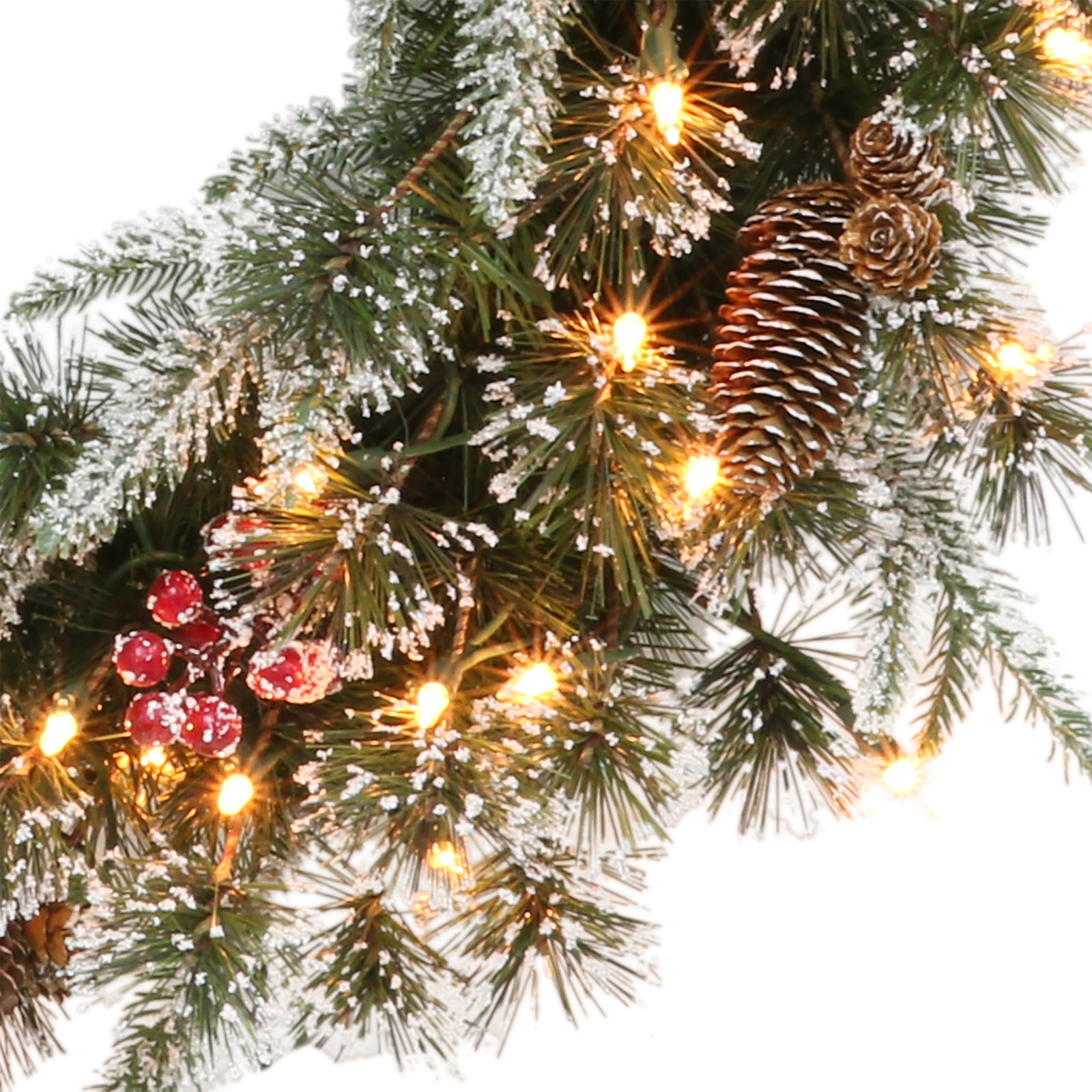 24'' Faux Pine Lighted Wreath
