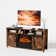 Rustic Brown Hanady For 70 Inch Tv Farmhouse Entertainment Center with Electric Fireplace Included
