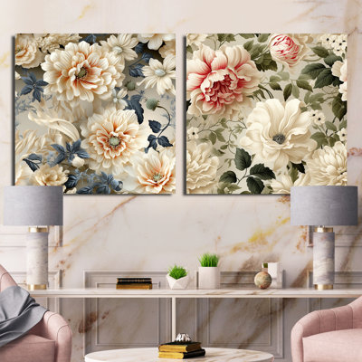Antique Antique Countryhouse - Ensemble de 2 collages floraux carrés
