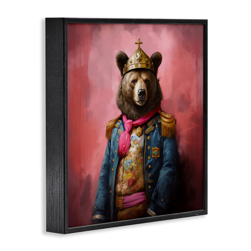 «Regal Bear», art de la giclée par Lazar Studio, H 24 po x l 24 po, Giclée encadrée noir minuit