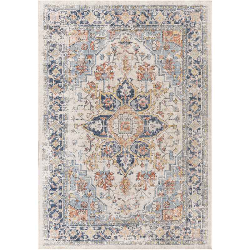 Antwian Traditional Boho Dark Blue Area Rug, Rectangle 120 x 170cm