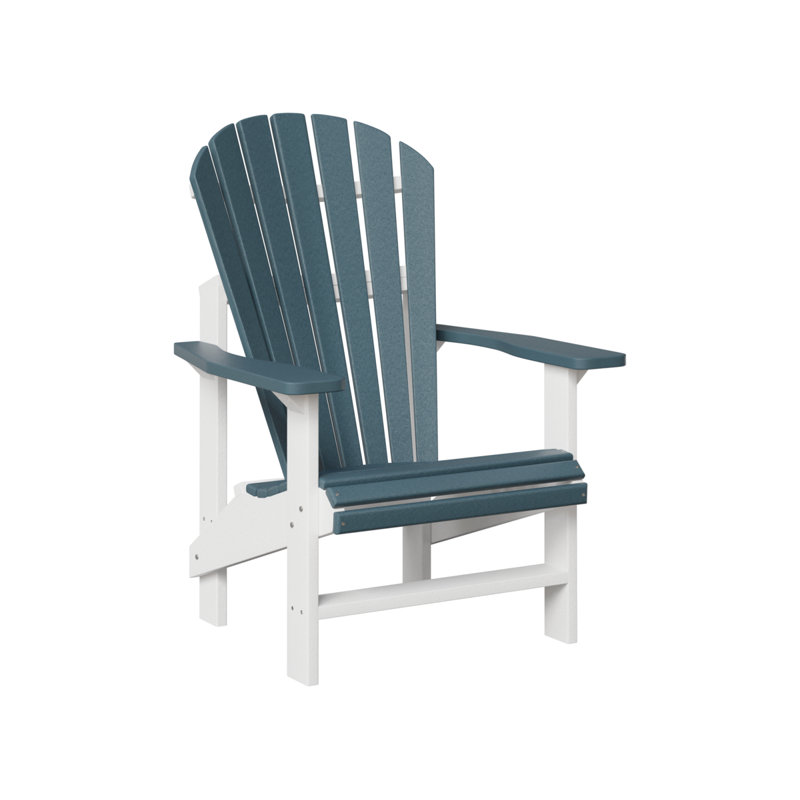 Berlin Gardens Comfo Back Upright Adirondack Chair, Slate Top with White Base