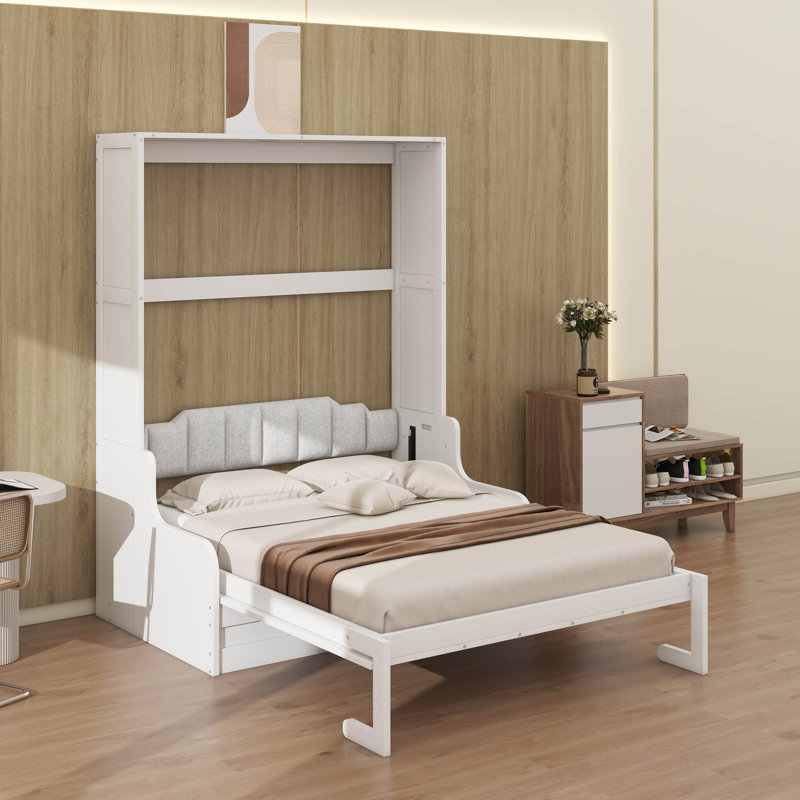 Grand lit escamotable avec coussin, Blanc