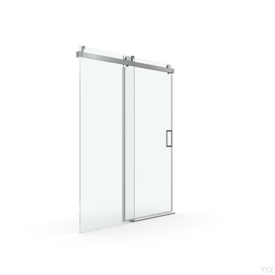 56" - 60" W X 76" H Frameless Shower Door Soft-Closing Single Sliding, 1/4" (6Mm) Tempered Glass With Explosion-Proof Coating, Brushed Nickel