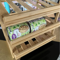 Yumkfoi Bamboo Can Rack Organizer, 3 Tier Stackable Can Storage Rack with  Label Sticker and Marker Pen, Can Holder Storage Organizer for Kitchen