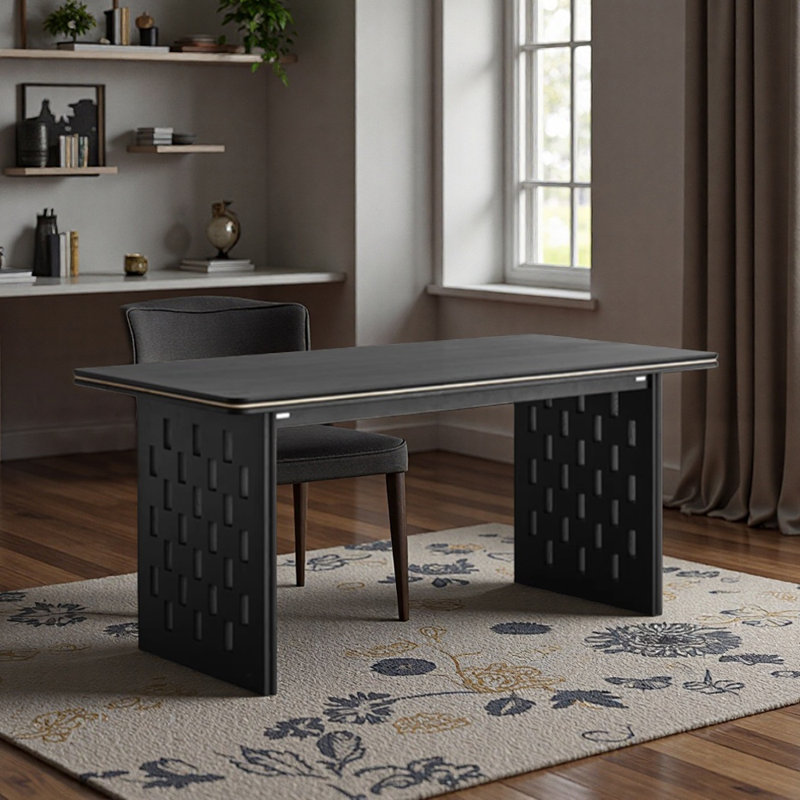 Bureau noir d'une profondeur de 31,49 pouces, H 29,92 po x l 70,86 po x P 31,49 po