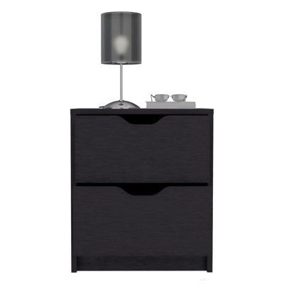 Double Drawer Nightstand 19"H, Bedside Table