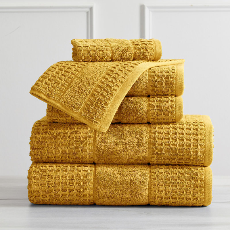 Aneko 100% Cotton Midweight Waffle Mulit-Size Set, Mustard Yellow