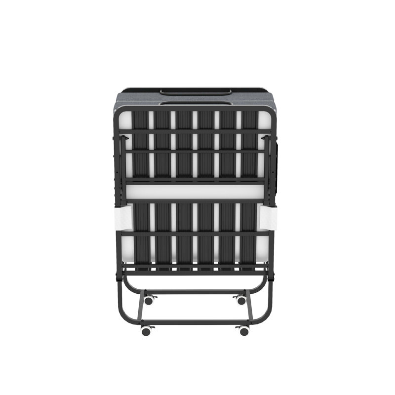 Folding Bed with Memory Foam Mattress, Space Saving Rollaway Guest Bed, Heavy-Duty Metal Frame on Wheels, Portable Bed for Adults & Guests