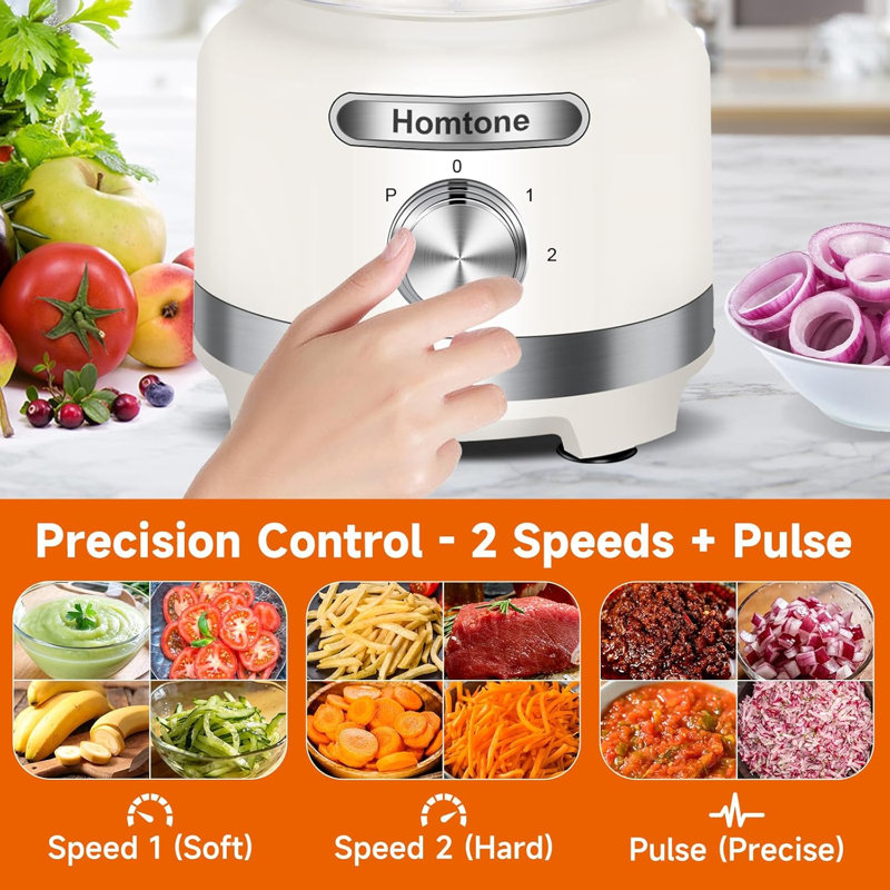 16-Cup Food Processor 9 Functions for Chopping, Slicing, Shredding, Kneading, Emulsifying, Dishwasher Safe, 3 Blades